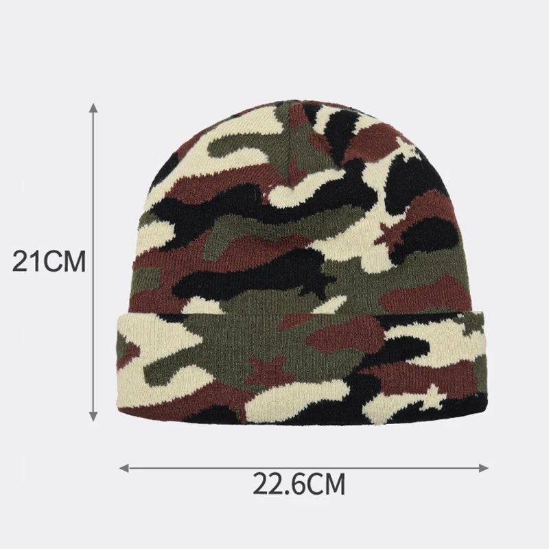 Customize Jacquard Camo Beanies High Quality Camouflage Fisherman Beanie Winter Acrylic Knitted Beanies With Custom Logo