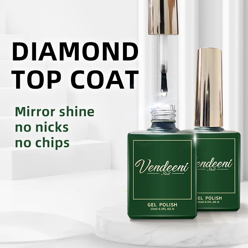 Vendeeni Free Sample Diamond Top Coat Functional Gel Nail Art For Manicure Gel Nail Polish Varnishes Oem Private Label Nail
