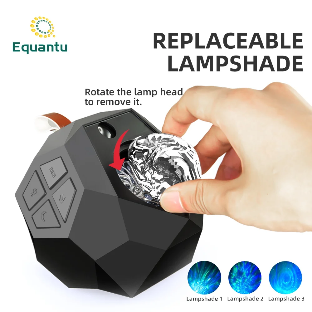 Проектор Equantu Galaxy звездный RGBW лампа QB959 музыкальный ночной Светильник для сна водная пульсация проектор с динамиком Aurora