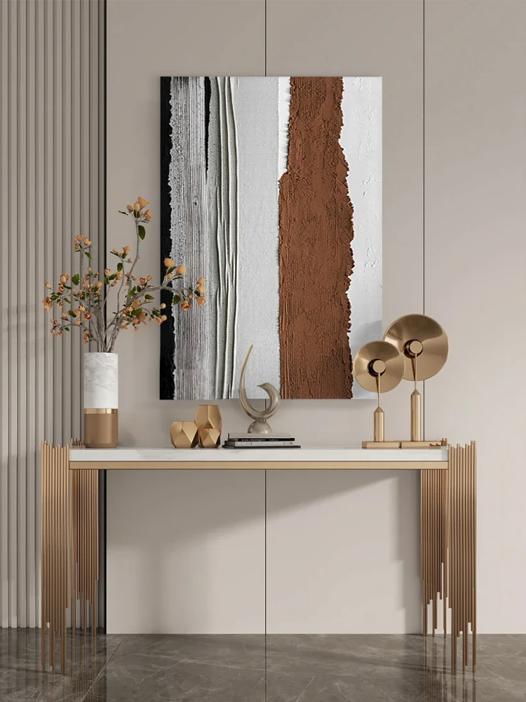 Home Decor 2024 Modern Minimalist Style Hand-painted Thick Texture Oil Painting Vertical Stripe  Paintings and Wall Arts