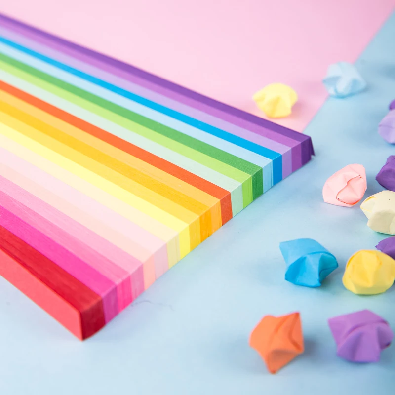 Deli 74835 stars handmade origami for students children handmade DIY origami rainbow color lucky star note 72pcs per carton set