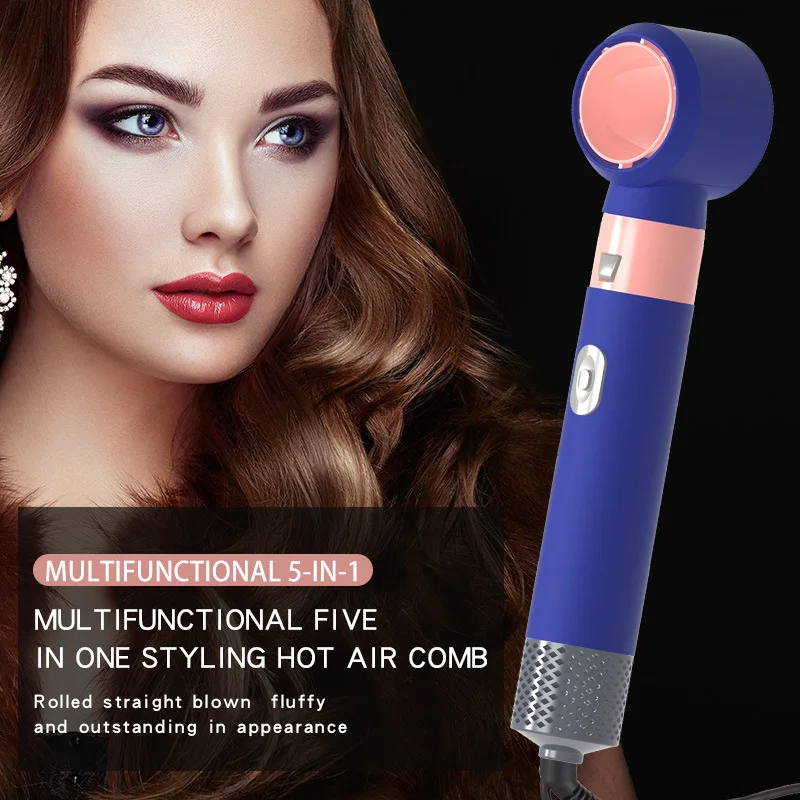 New 5 in 1 blower model multi functional hair hot air comb automatic curling iron hair dryer