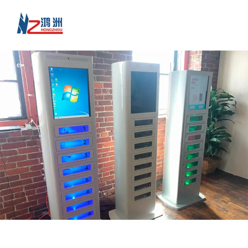 Commercial LCD Display Advertising Charging Kiosk Secure Pin Lock Lockers Mobile Phone Charging Station