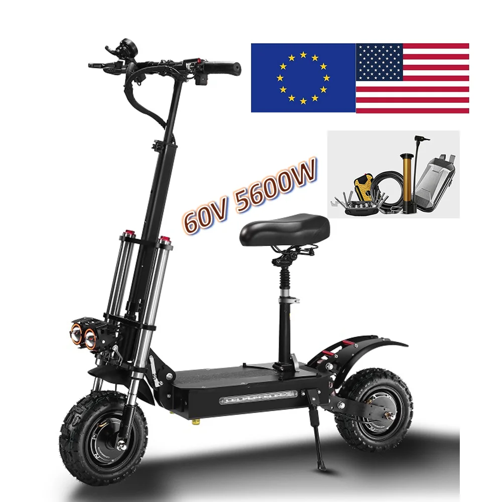 Eu Warehouse 5600W 6000W Speed Folding Dual Motor Electric Scooter Adult