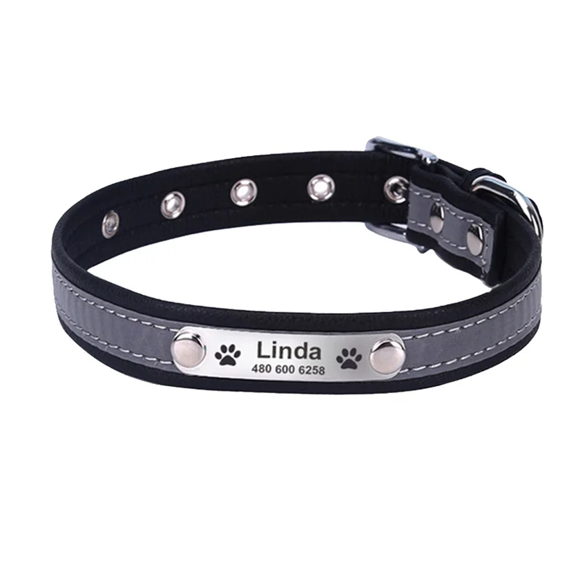 Leather Engraved Nameplate Safe Thickened Microfiber Personalized Pet Dog Cat Collar