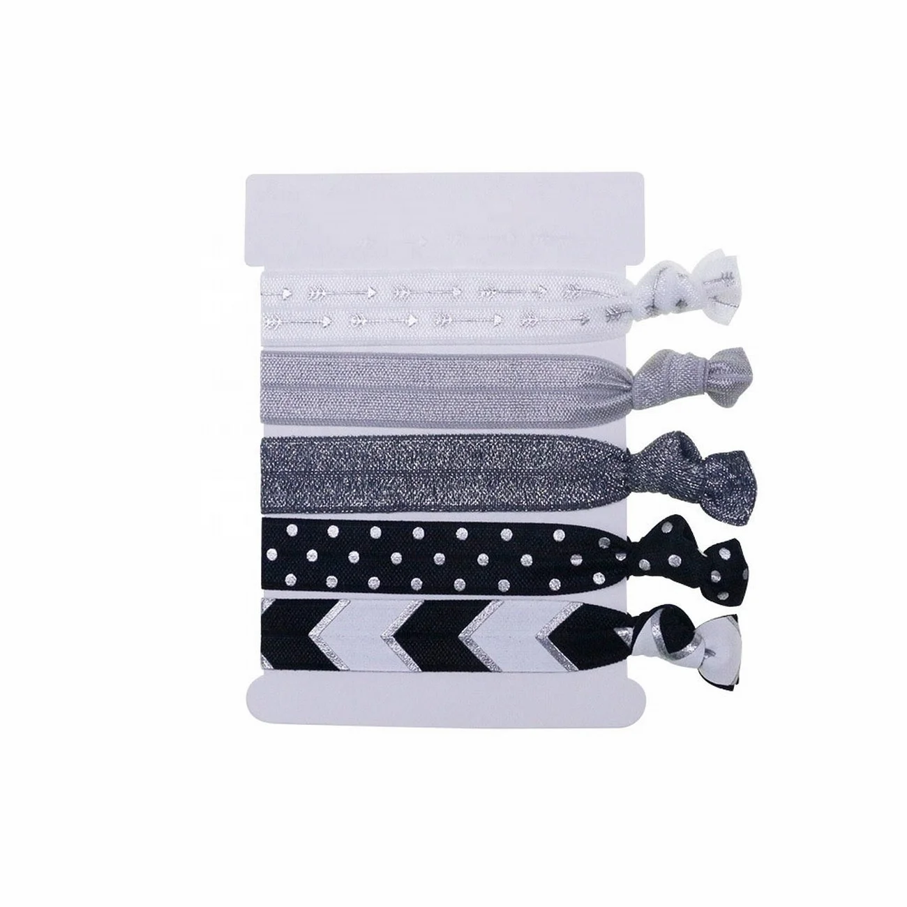 Custom Brand Name Logo Printed Knotted Elastic Hair Tie for Girls Hair Accessories Wholesale