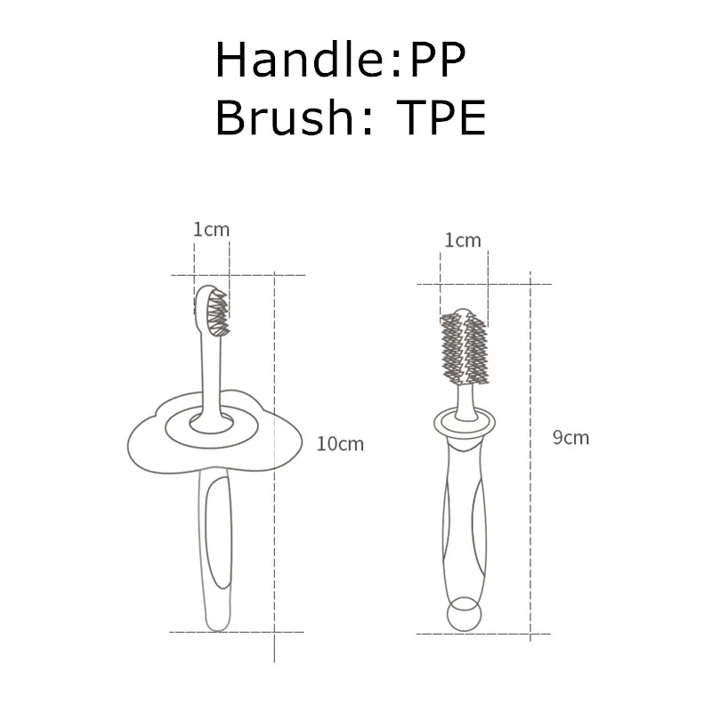 Double sides infant tooth brush BPA free toddler teeth brush with anti choke guard