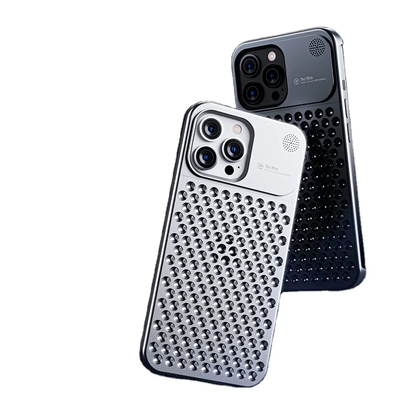 2023 New Arrival Shockproof phone accessories Aromatherapy Metal Phone Case With Cooling Holes For iPhone14 Pro Max hot selling