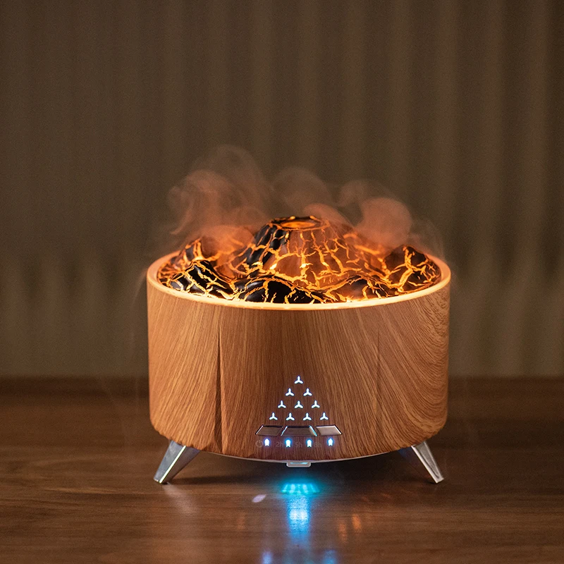 Volcano Remote Control White Noise Sound Machine Ultrasonic Essential Oil Simulation Flame Aroma Diffuser With Night Light