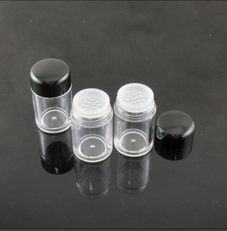 10 ml empty plastic tall glitter jar,  loose powder container  with flit sifter