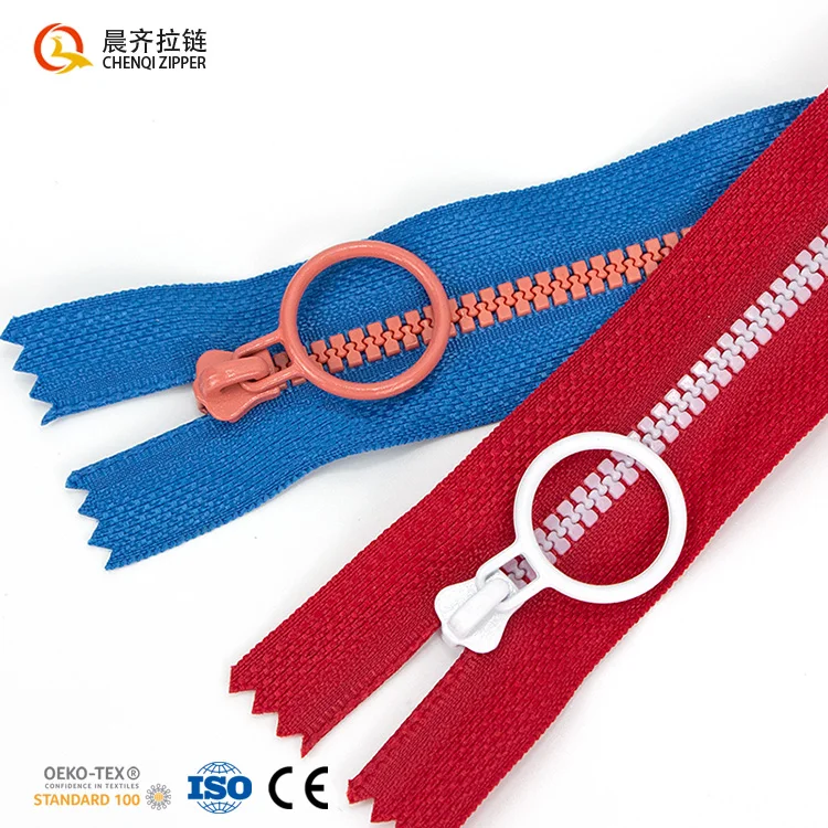 Wholesale Spot 5# 15 20 25 30 35 Cm Candy Colorful Closed-end Auto-Lock Plastic Resin Zipper For Clothing