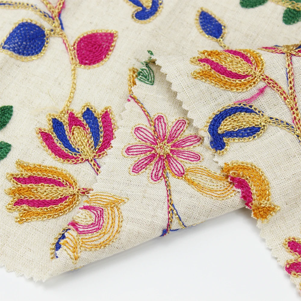 New Gorgeous Linen Viscose Slub Embroidery For Ethnic Garments And Lehenga