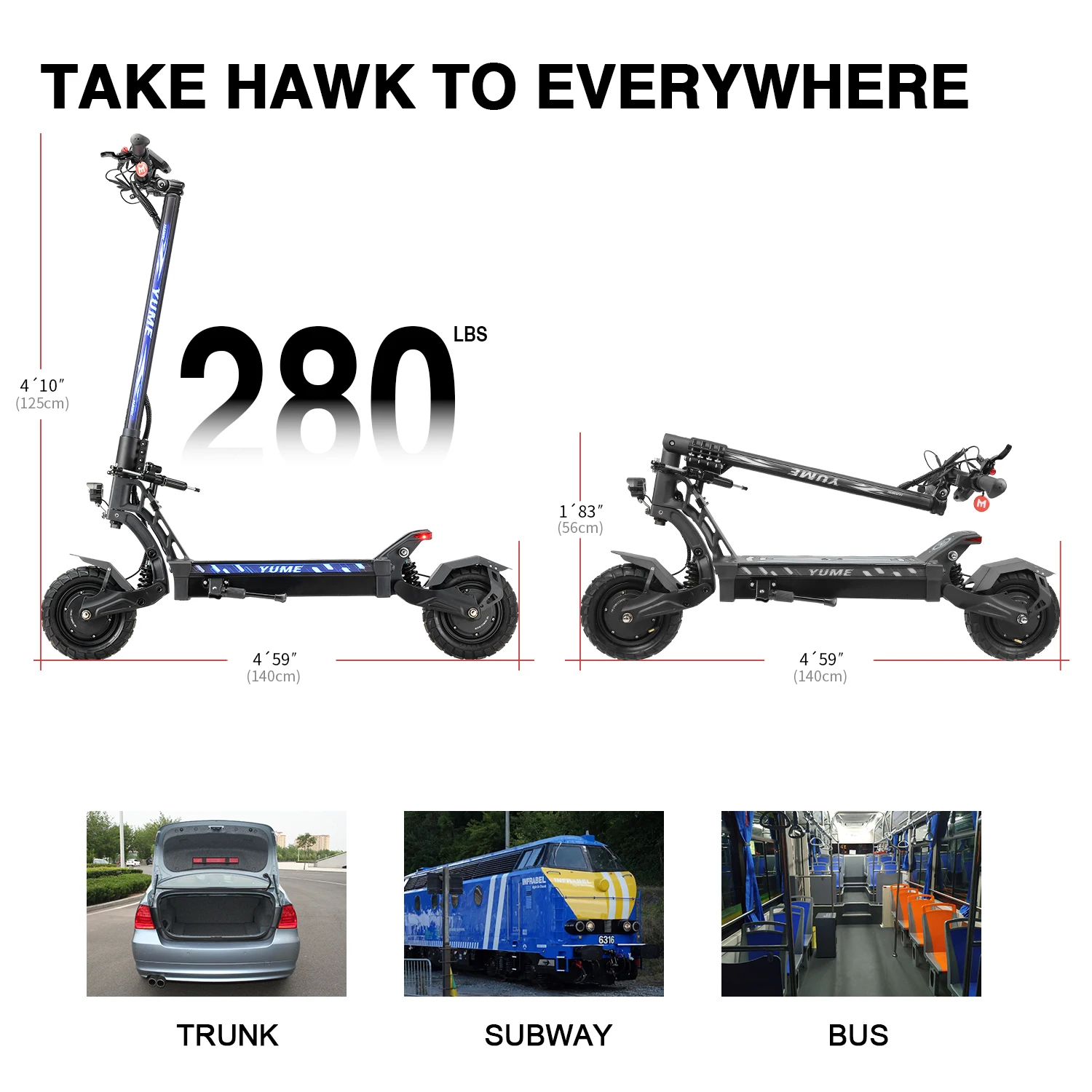 [US  EU Warehouse] New arrival YUME M10 HAWK Scooter 2000w/2400w Electric Scooters dual motor 10inch fat tire foldable scooter