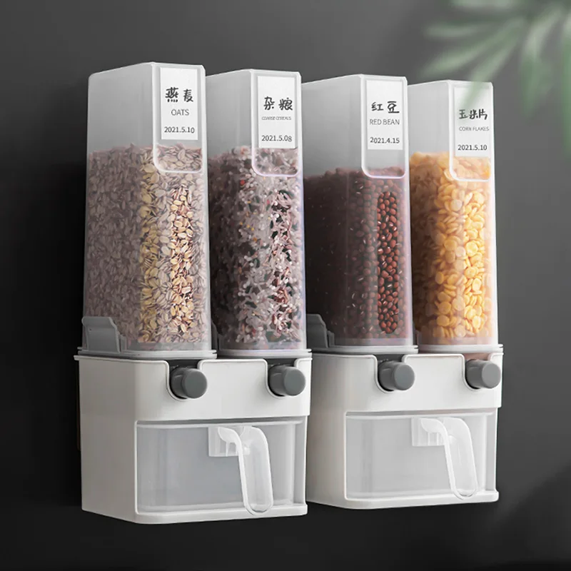 2-Grid Rice Dispenser Sealed Rice Bucket Household Dry Food  Grain Storage Box Kitchen Storage Tank for Cereal