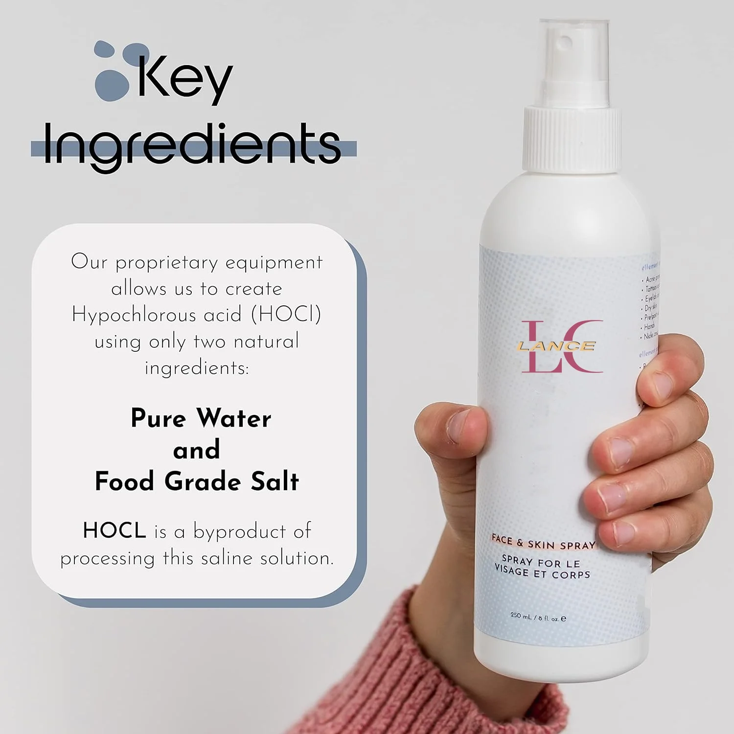 Lance Hypochlorous Acid Spray Private Label Eyelid Cleanse Calm Redness Soothe Foot Scalp Mist Safe Use For Body And Face