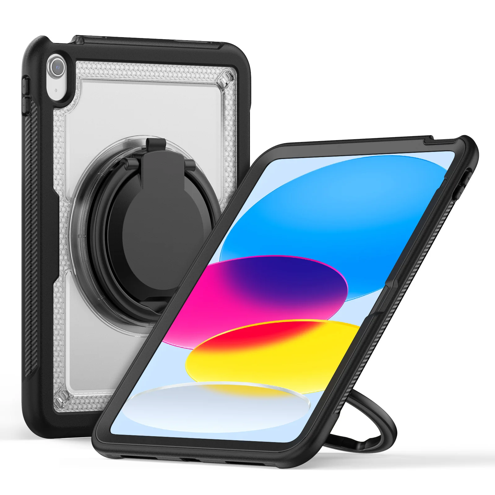 Для iPad 10-го поколения 10,9 2022 Прозрачный Сотовый Гибридный противоударный чехол для планшета с 360 поворотной подставкой на руку