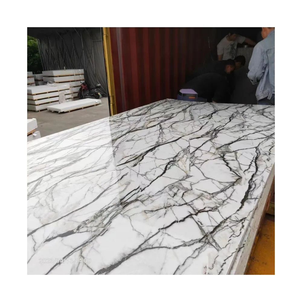 Shower Wall Panels Bathroom Waterproof PVC Marble Sheets 4x8ft UV Wall Cladding Boards For Washroom Decoration