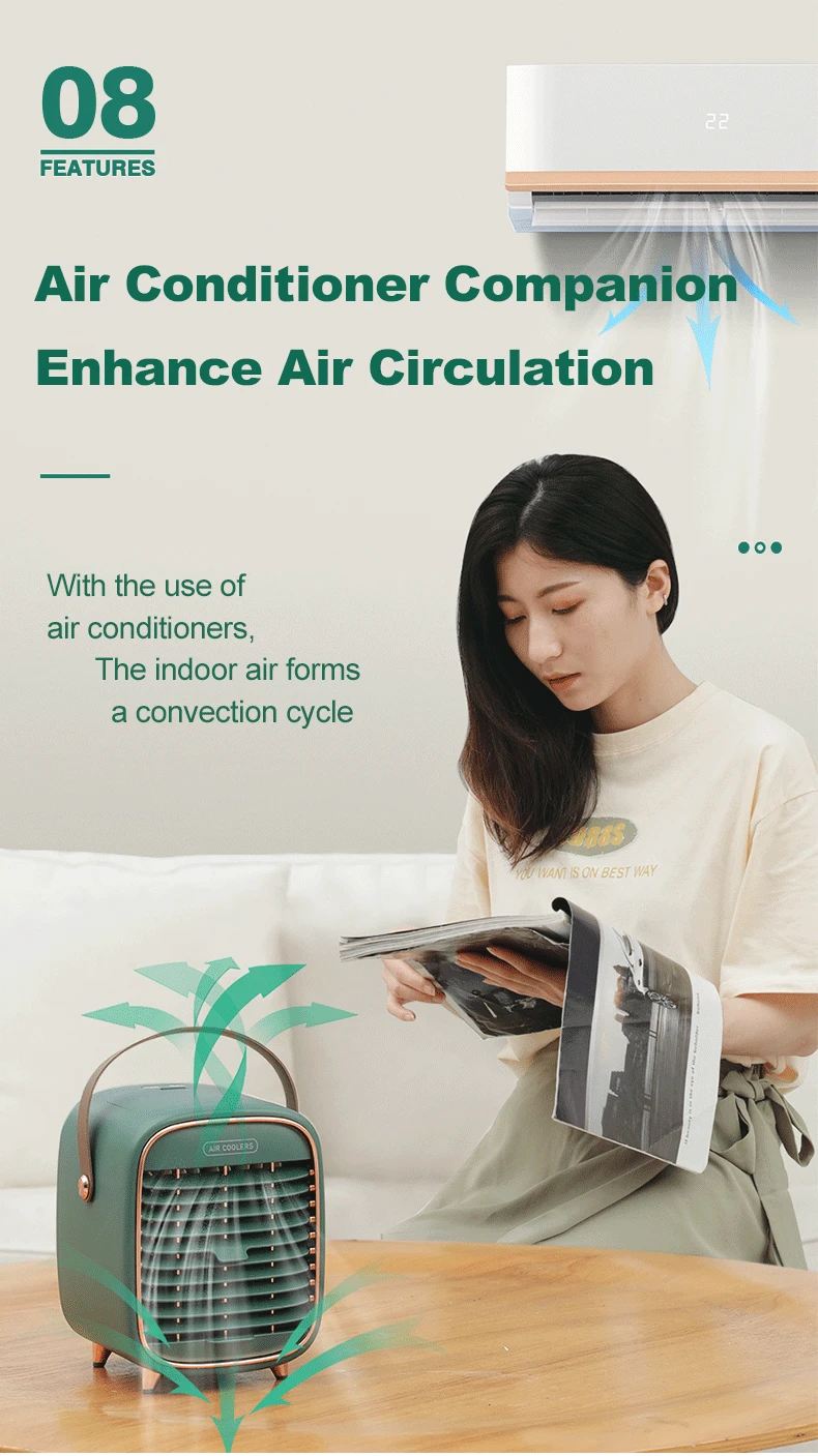 2021 new portable water  ice air conditioner fan for home office