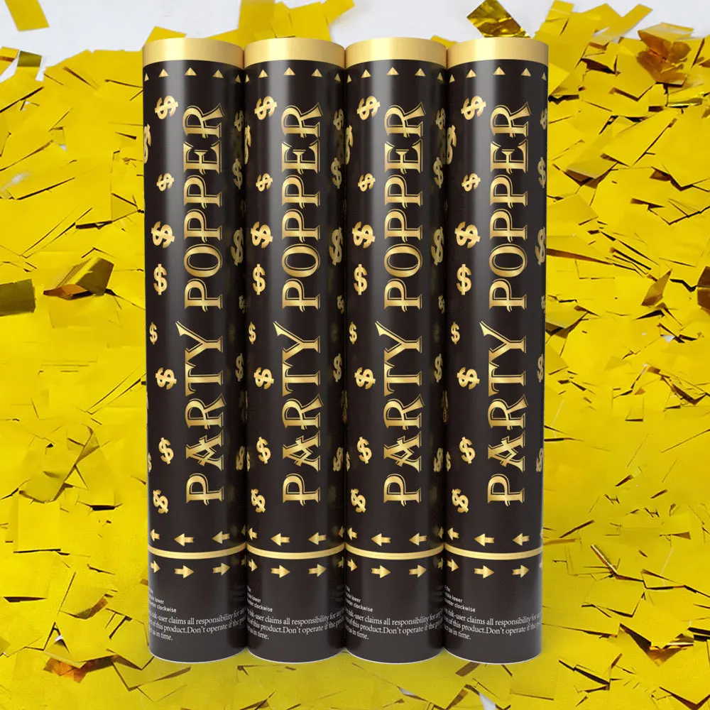 12inch Handheld Dollar Metallic Party Poppers Celebrate Paper Shooter Confetti Cannon Popper with Money Confetti Black Gold