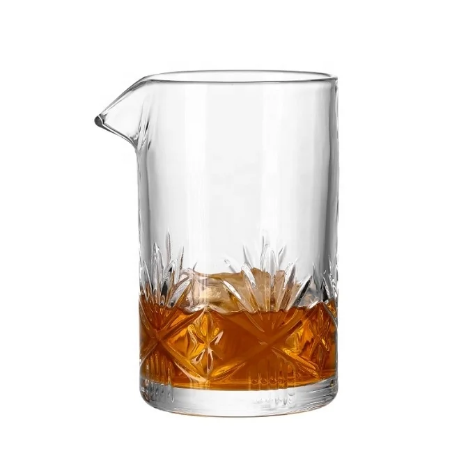 18oz 24oz Customizable Crystal Cocktail Whisky Mixing Glass cup with emboss curved barware