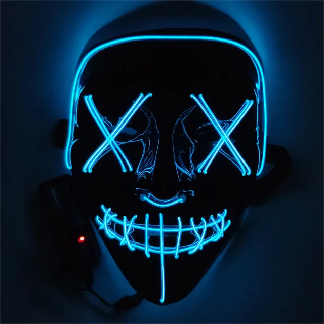 Halloween Light Up Mask EL Wire Scary LED Hacker Anonymous Mask for Party Cosplay