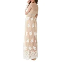 Gorgeous Women Sheer Mesh Embroidered Floral Patterns Of Lace Evening Dress