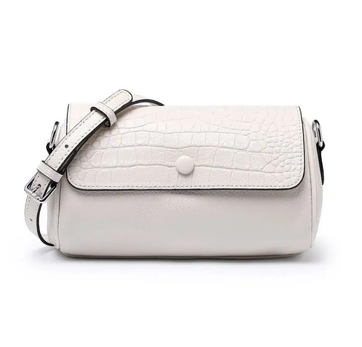 Wholesale custom logo print genuine leather handbag for women luxury elegant crocodile barrel bags