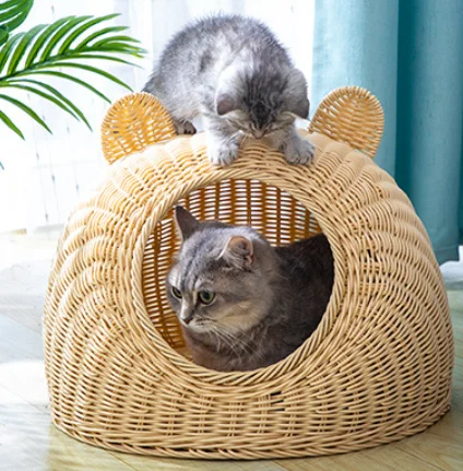 Hot Sale Festival Gift Rattan Pet House Modern Pet Bed Detachable Cat Dog Bed House