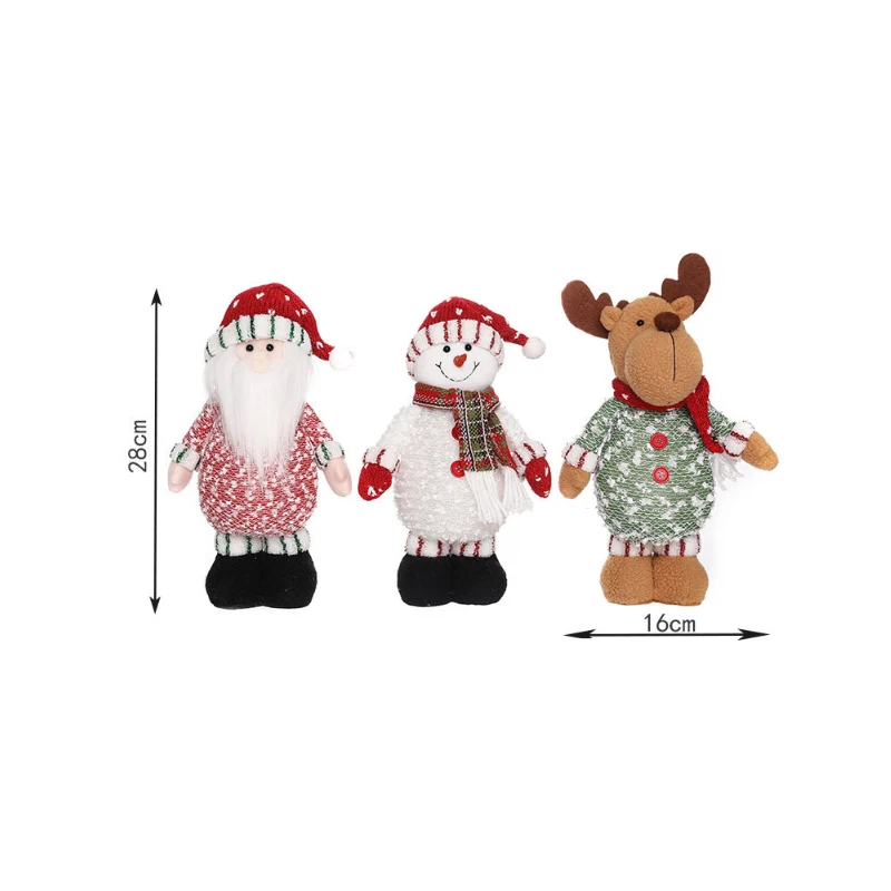 Christmas Standing Doll Ornament Portable Telescopic Leg Home Office Shop Window Decor Gift With Light
