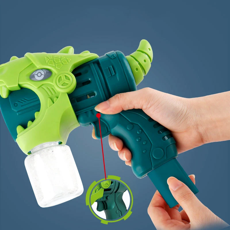 Hot Selling Dinosaurs Cartoon Kids Light-Up Rocket Launcher Bubble Gun Unisex Handheld Water Soap Bubble Maker Made of Plastic