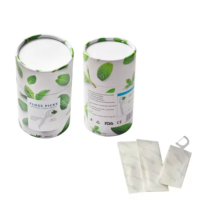 New Eco-friendly Biodegradable Zero Waste Mint Flavor Dental Floss Picks Waxed Bamboo and Nylon for Teeth Cleaning Oral Care