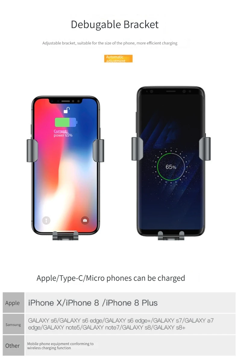 Wireless Car Charger 15W Qi Fast Charge Auto Clamping Car Charger Phone Holder Windshield Dashboard Vent Phone Holder