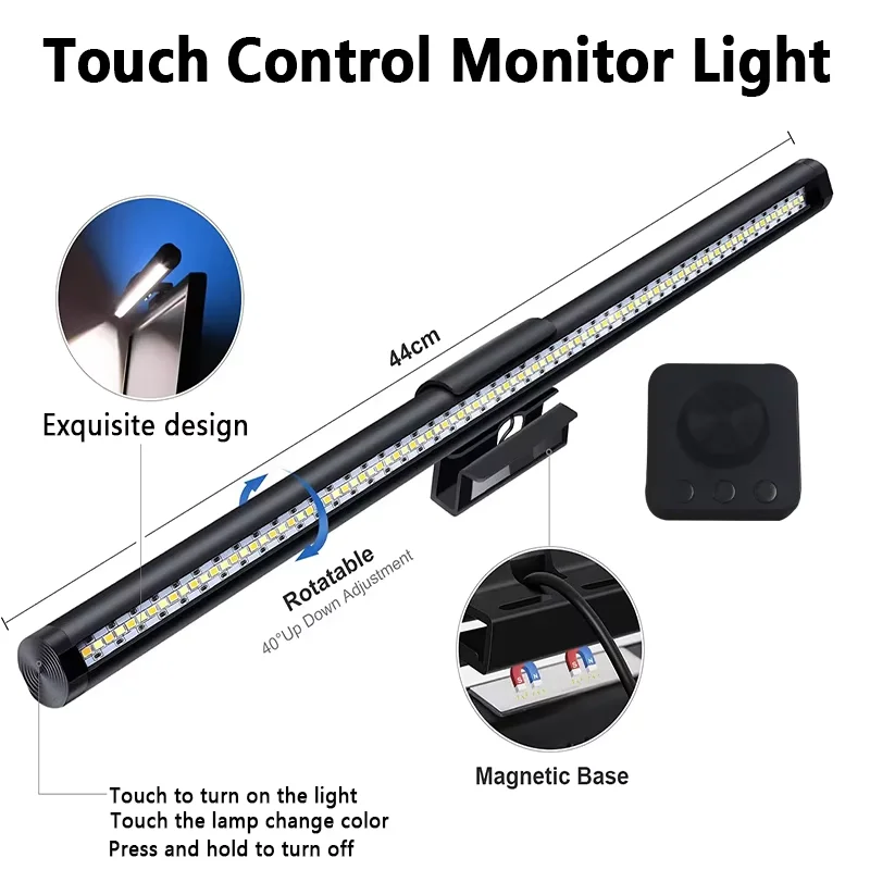 Dimmable Eye Protective No Screen Glare Monitor Lamp Smart LED Computer USB Powered LED Monitor Light Bar With Wireless Remote