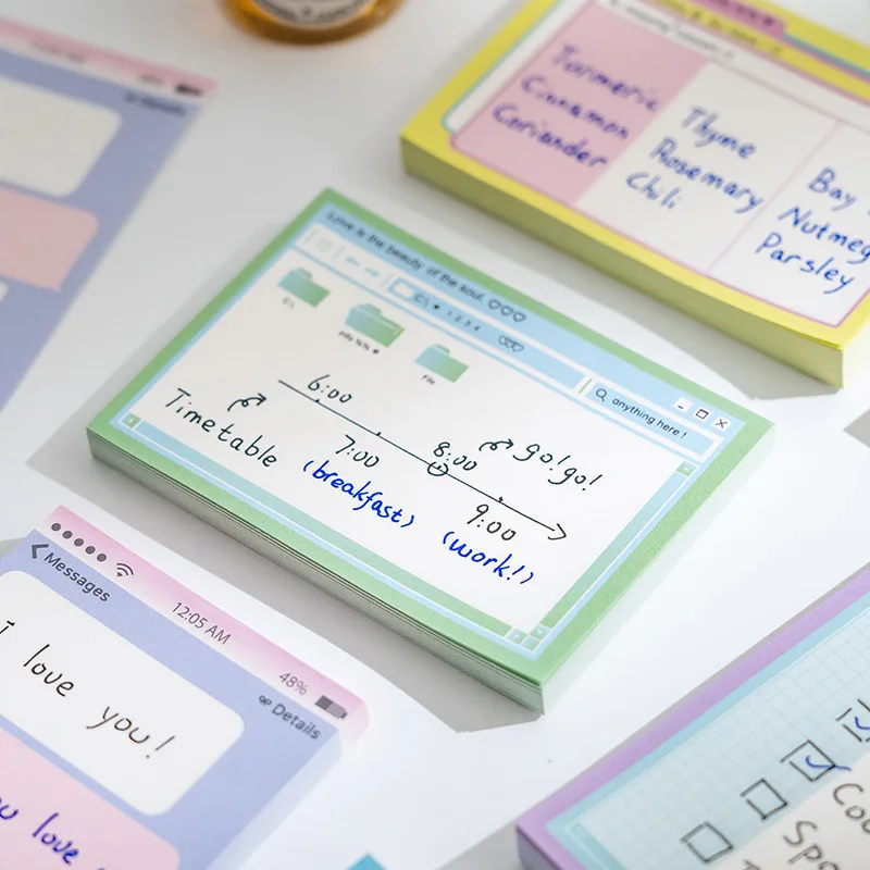 Wholesale 80pcs/Sheet Multi Color Sticky Notes Easy To Post Self-stick Note Pad School Supplies Mini Memo Pads In Stock