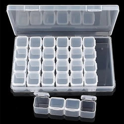 28 Grid Nail Storage Box Jewelry Organizer Cosmetics Diamond Painting Storage Nail Decoration Accessories Clear Plastic BH-A215