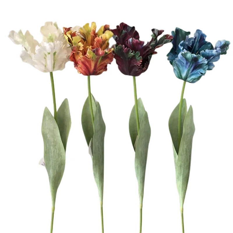 2023 New High Grade Artificial Real Touch Tulip Stem Parrot Tulips For Home Decor