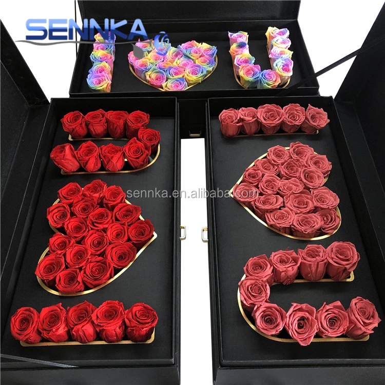  Sennka длительный роза с надписью «I LOVE U подарочная коробка в форме
