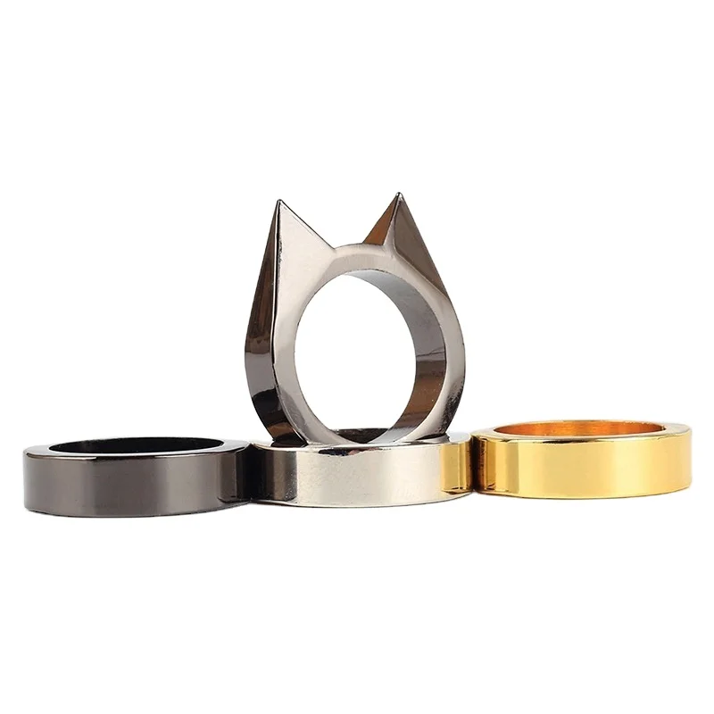 Кольцо-пряжка с кошачьими ушками для самозащиты с одним пальцем кольцо с разбитым окошком для женщин с защитой от кражи мужские товары для самообороны на открытом воздухе для женщин и женщин