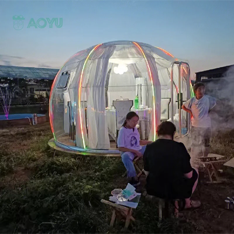 AOYU большой пузырь иглу специальная купольная палатка для вечеринок дом глэмпинг проживания продажи поликарбонатная геодезическая
