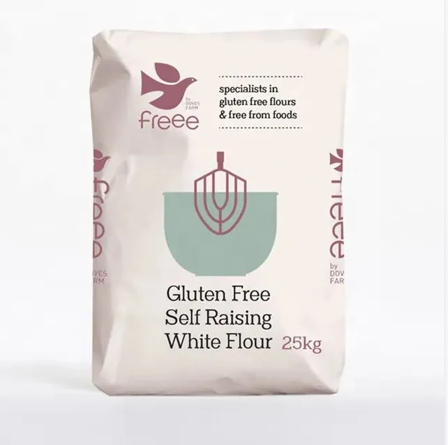 Biodegradable Kraft Paper Wheat Flour Packaging Bag 10 Kg 25Kg 50Kg Multiwall Moisture Protection Food Grade Packaging Bags
