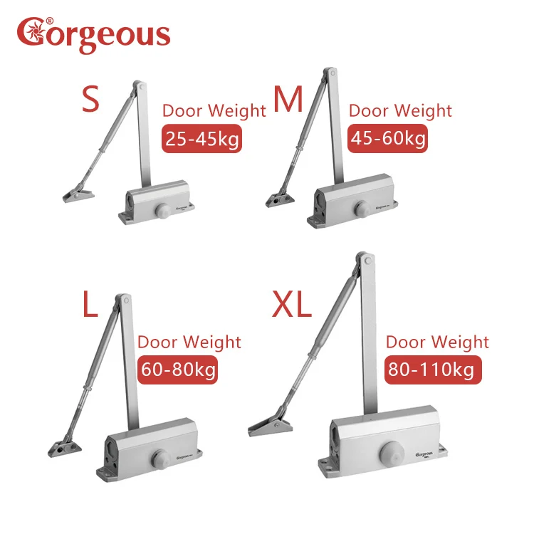 Великолепный современный дизайн Алюминиевый раздвижной рычаг автоматический гидравлический Дверной доводчик 60 кг сверхмощный с огневой оценкой