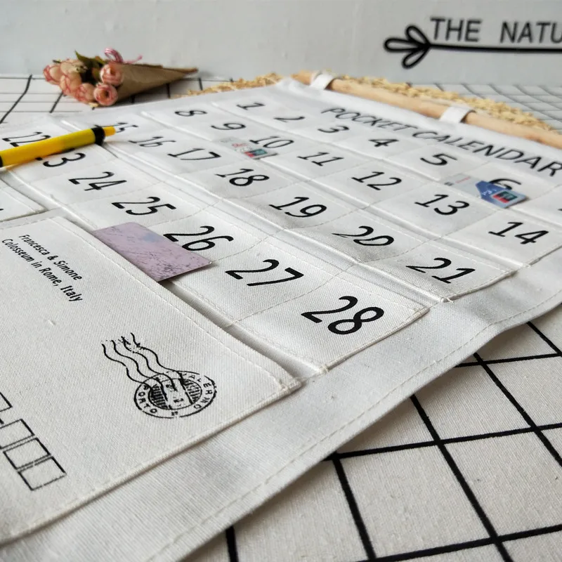 Wholesale Nordic Mini Pocket Card Hanging Bag Small Storage 31 Bags Check in Registration Date Small Organizer