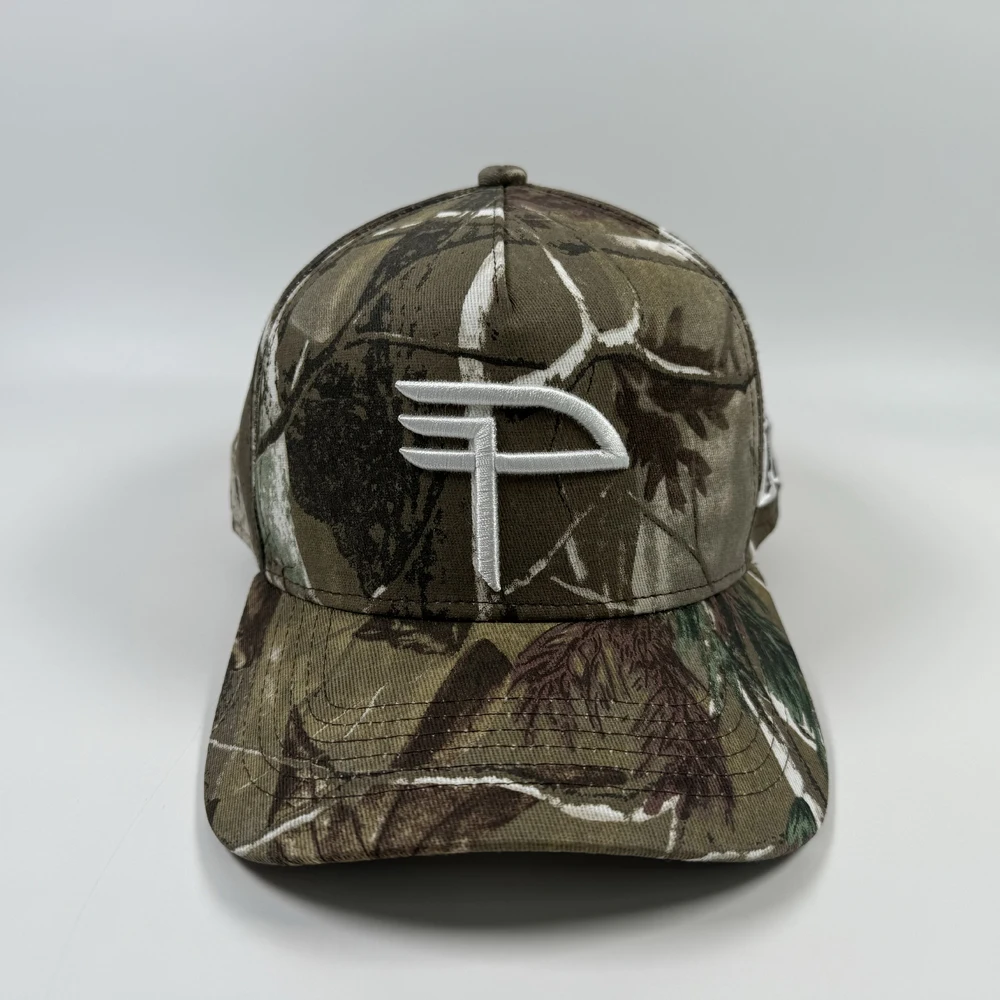 2024 New fashion printed camouflage snapback cap with interior tapes Hunting forest 3d embroidered 5 panel real tree camo hat