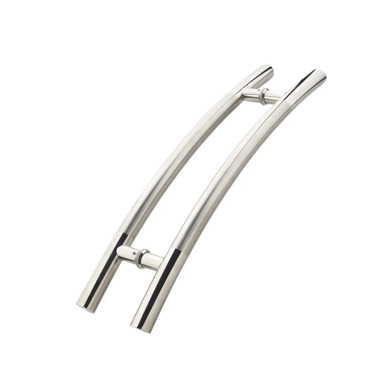 China curve round tube double side glass sliding door handle stainless steel commercial entrance door pull glass door handle