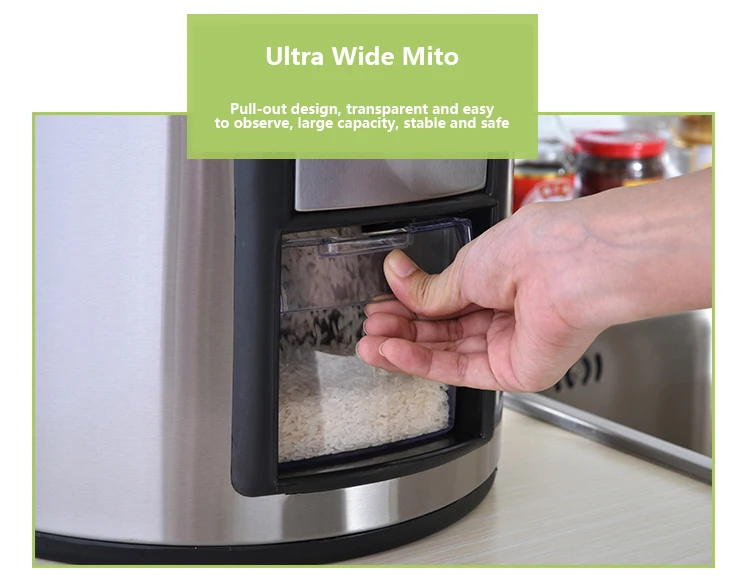 Household Rice Bucket Storage Box Moisture-Proof Metering Cylinder Automatic Grain Rice Storage Tank Cereal Dispenser
