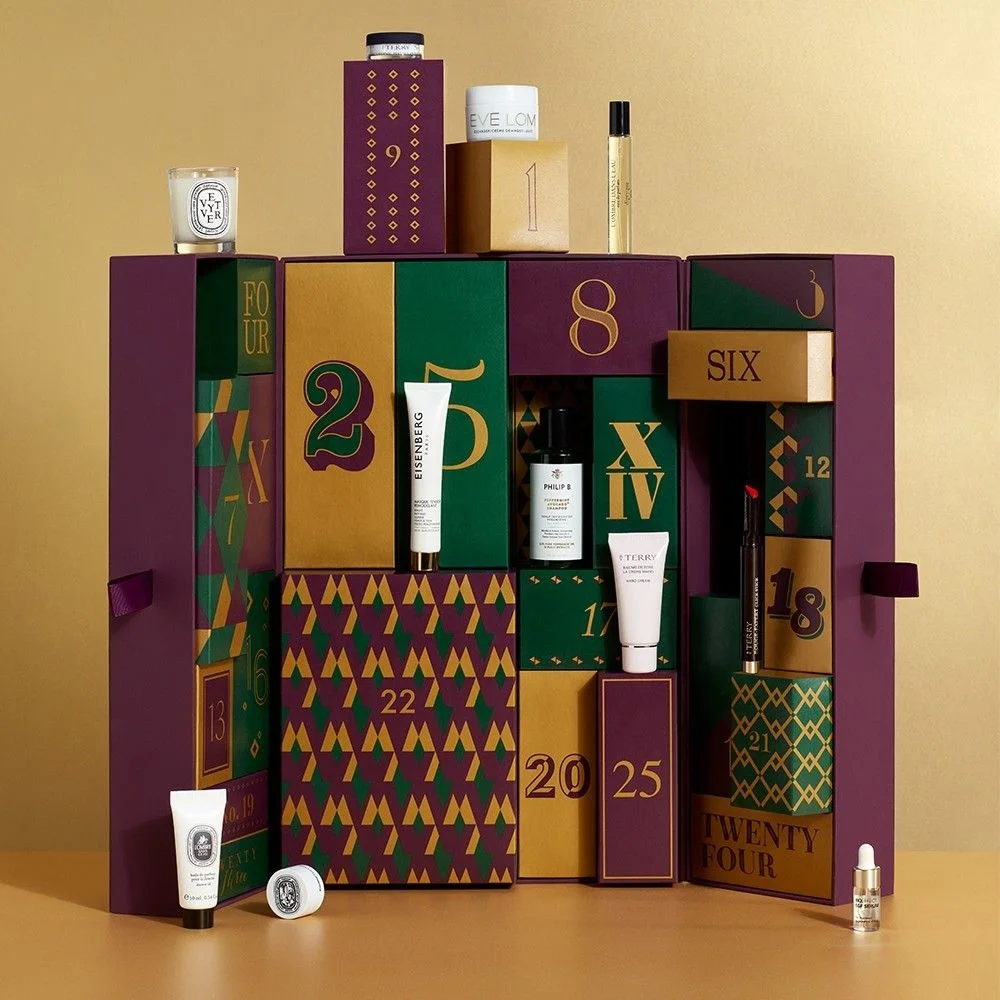 Custom Printed 24 Days Calendar Empty Cardboard Storage Ribbon Desgin Gift Box Door Advent Calendar Packaging Box With Ribbon