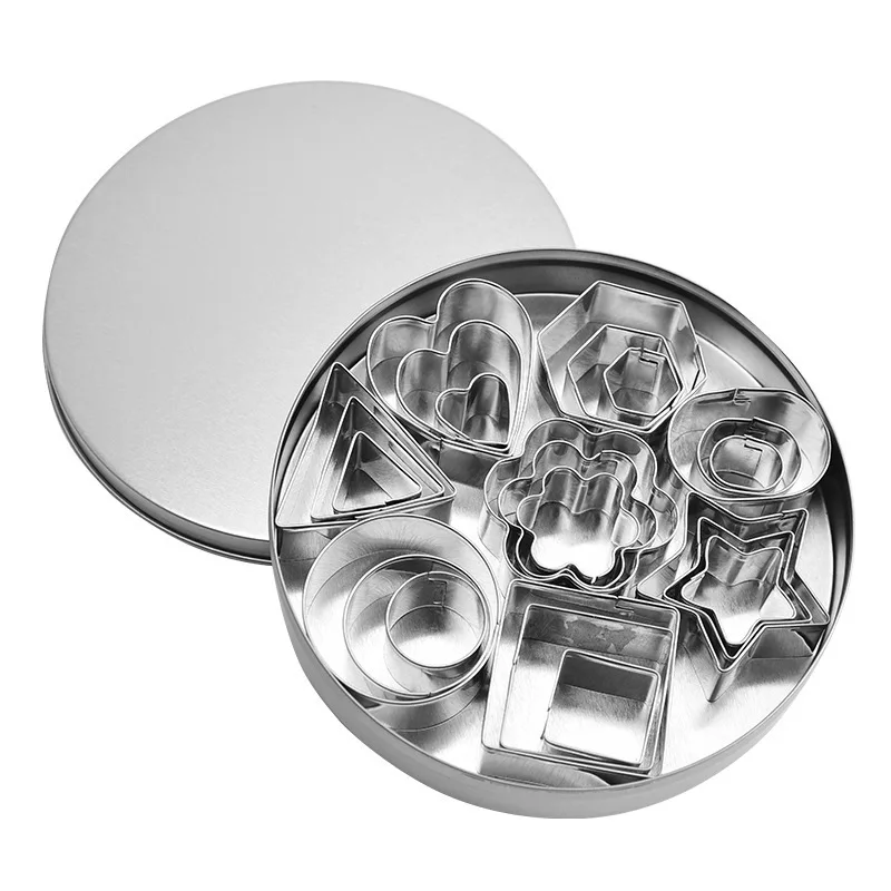 
24 Pcs Mini Cookie Cutters Set Stainless Steel Geometric Shapes Cookie Cutters Biscuit Cutter for Baking 