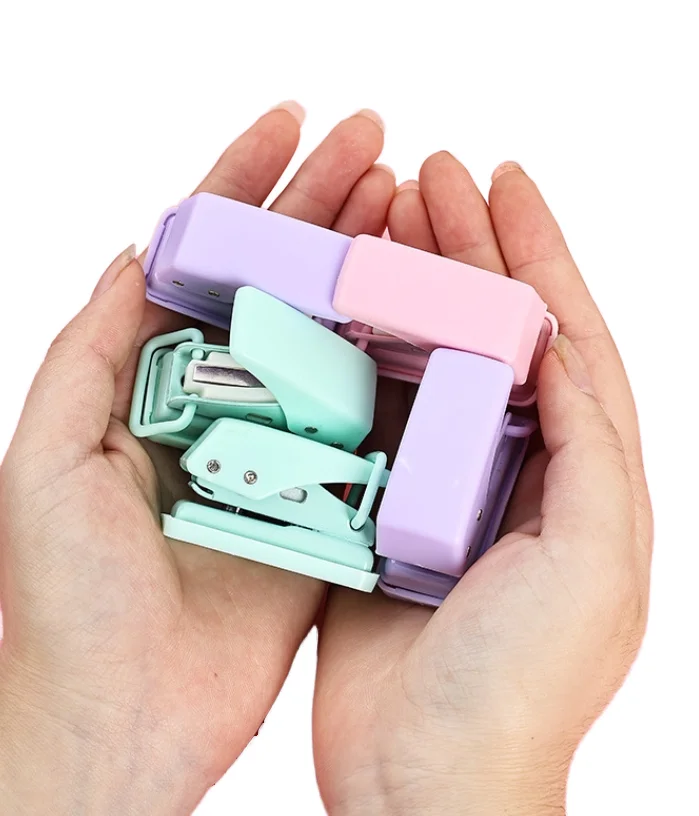 Macaron Color Mini Punch Single Hole Portable Labor-Saving Loose-Leaf Punch Student Stationery Cartoon Punch