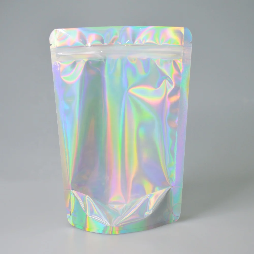  Пользовательских матовое золото resealable стоьте вверх ziplock голографическая майларовая упаковка с застежкой из алюминиевой фольги для упаковки пищевых продуктов на