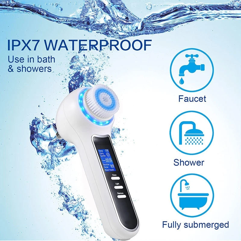 3-in-1 LED Rotating Spin Vaccum Blackhead Removal IPX7 Waterproof Sonic Timer Facial Cleansing Brush Exfoliating Spin Beauty